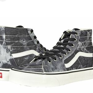 Vans 'Denim Destroy' Black and White Faded Tie Dye Sneakers Sz 8 Mens 9.5 Womens